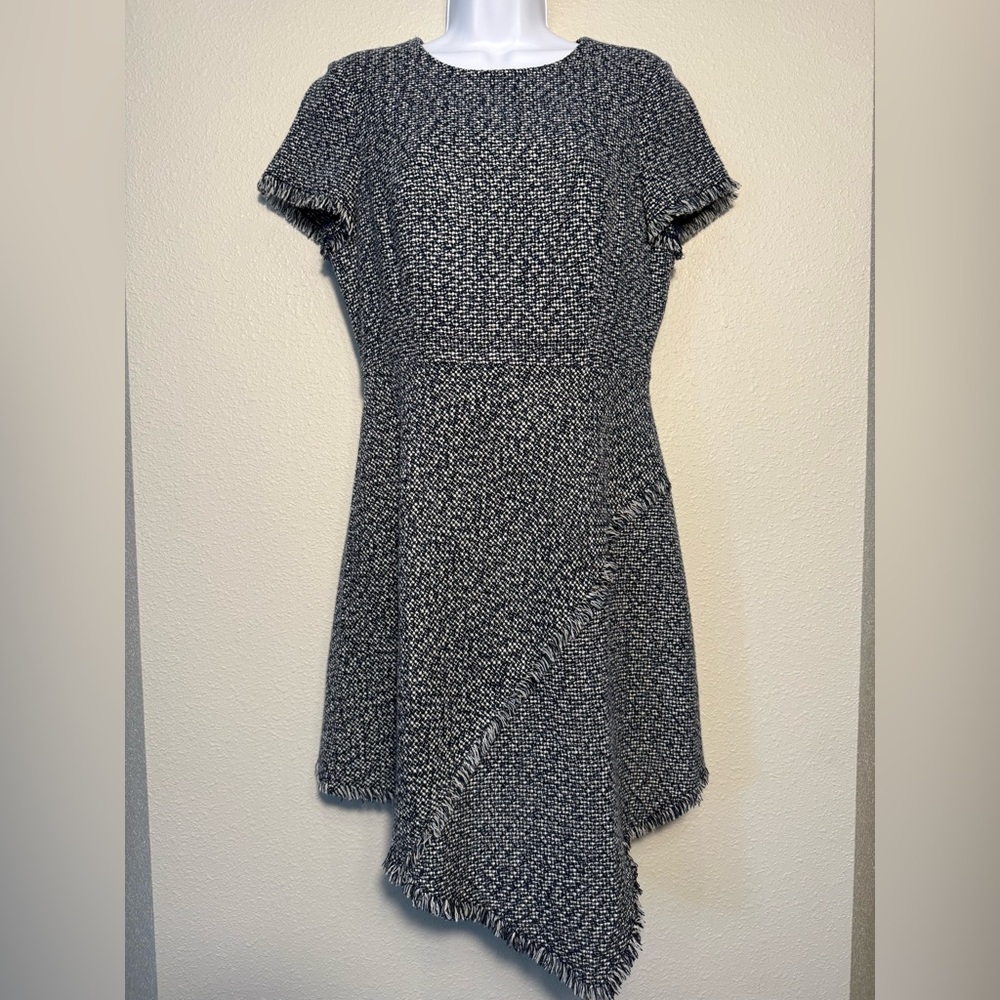 Eliza J Black and White Asymmetrical A-Line Dress